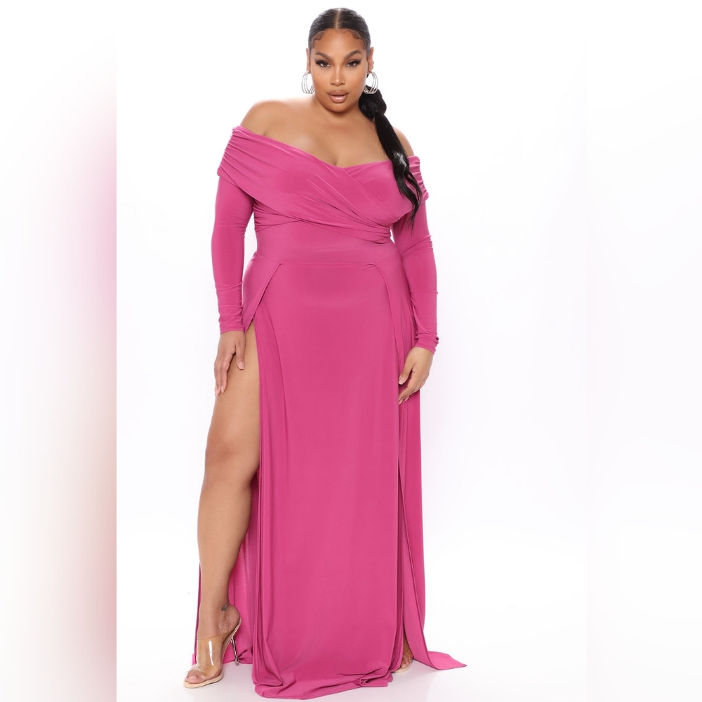 FASHIONNOVA Nicole Maxi Dress - Magenta